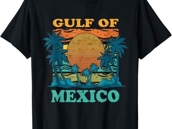 Gulf of mexico retro vintage beach palms summer vacation t-shirt