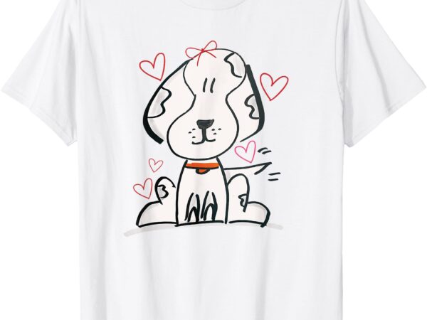 Hand drawn puppy dog love valentines happy girls valentines t-shirt