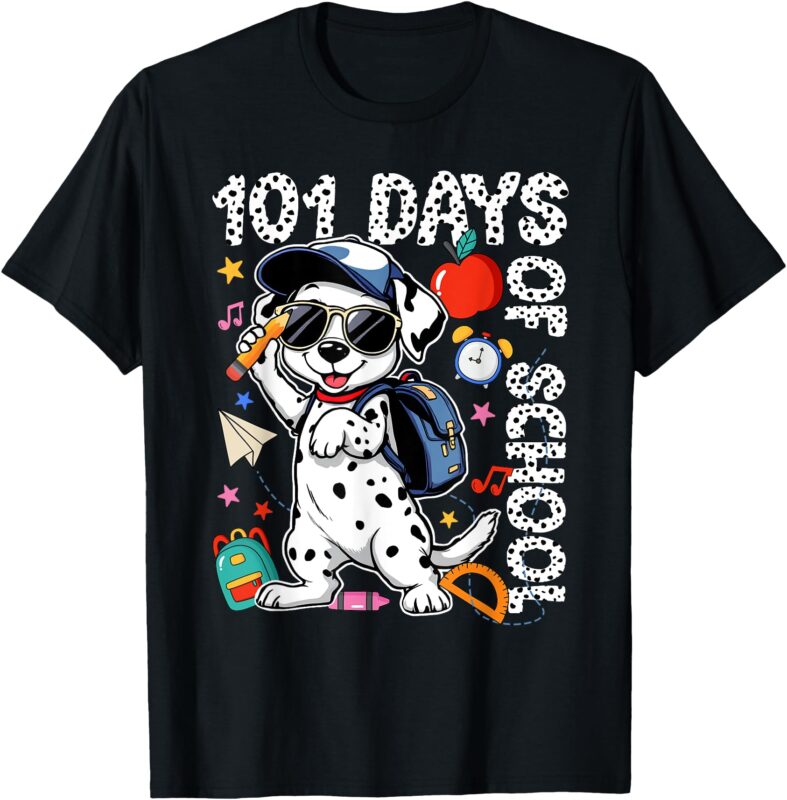 Happy 101 Days Of School Funny Cute Dog Student Teacher T-Shirt