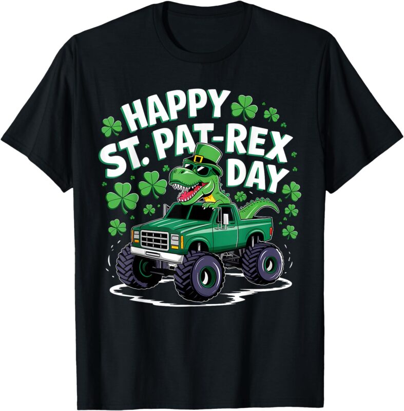 Happy St Pat-Rex Patricks Day Dinosaur Monster Truck Boys T-Shirt