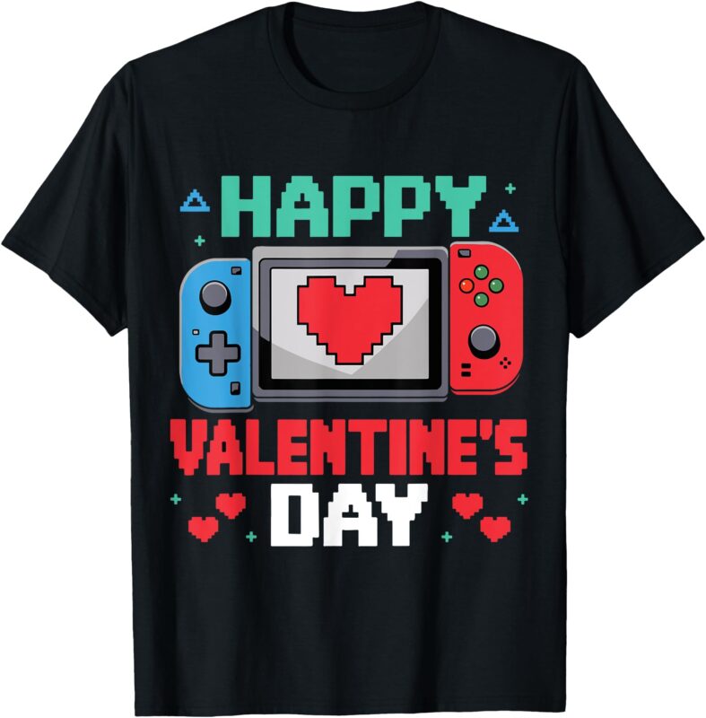Happy Valentines Day Heart Video Gamer Controller Boys Kids T-Shirt