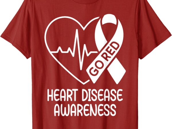 Heart disease awareness heartbeat chd go red t-shirt