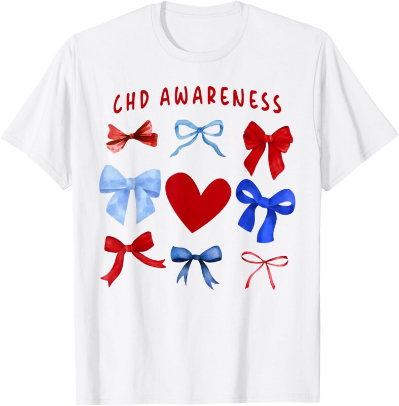 Heart Warrior CHD Awareness Heart Disease Coquette Bow T-Shirt