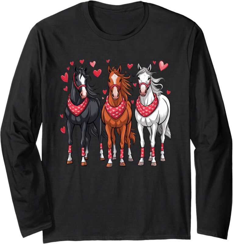 Horse Valentine Animals Long Sleeve T-Shirt