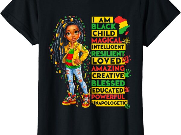 I am black child history month african american girls t-shirt
