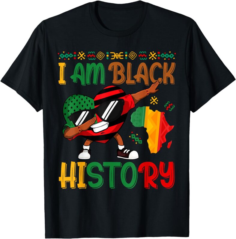 I Am Black History Funny Dabbing Heart African Boys Girls T-Shirt