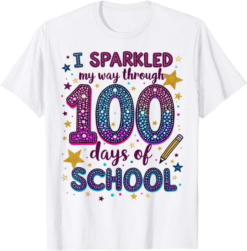 I Sparkled My Way Through 100 Days Of School Teacher T-Shirt