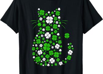 Irish Green Shamrock Lucky Clover St Patricks Day Cat Lover T-Shirt
