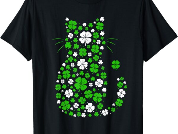 Irish green shamrock lucky clover st patricks day cat lover t-shirt