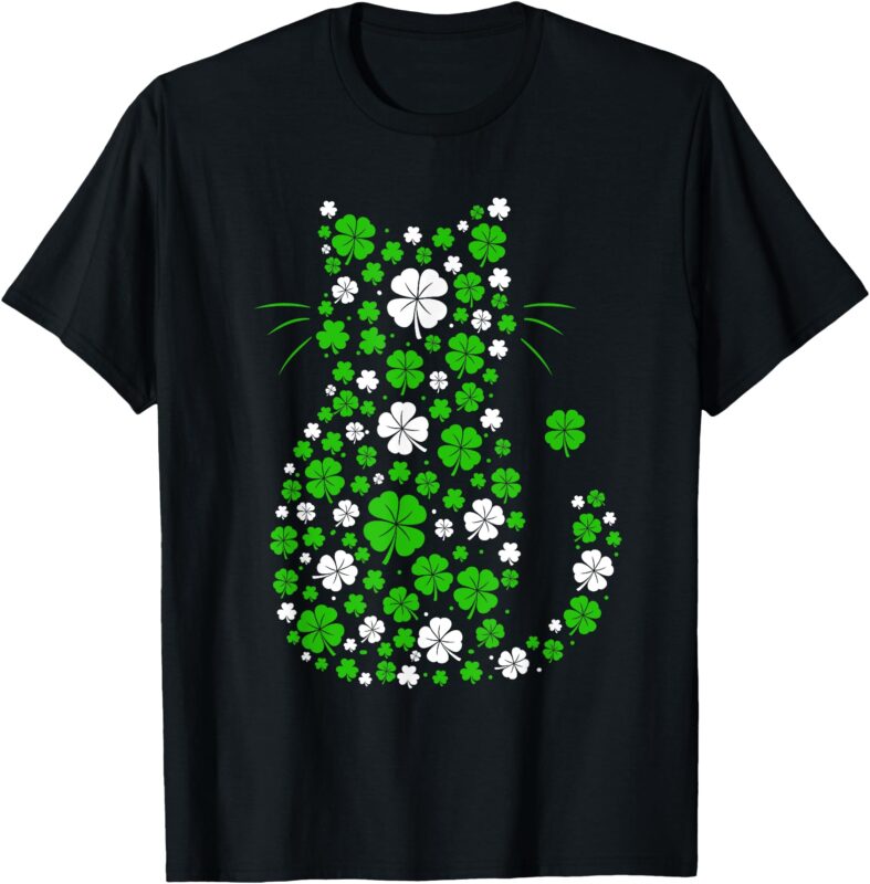 Irish Green Shamrock Lucky Clover St Patricks Day Cat Lover T-Shirt