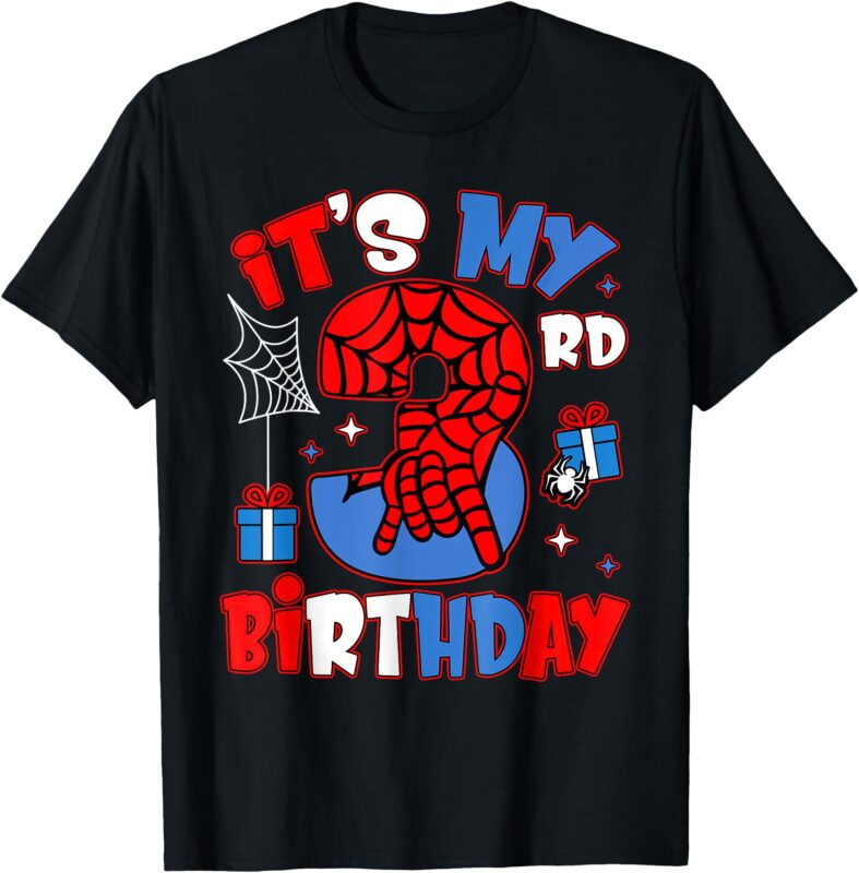 It’s My 3rd Birthday Spider Theme Party Boy Birthday T-Shirt