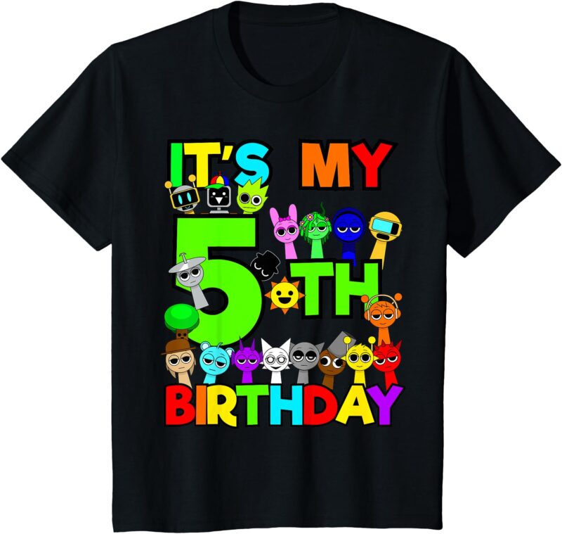 Kids Birthday Sprunki party decorations 5 year old kid Girls Boys T-Shirt