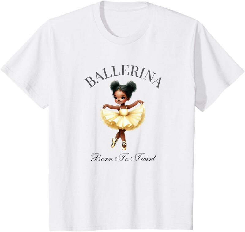 Kids Black Girl Ballerina African American Ballet Dance Twirl T-Shirt