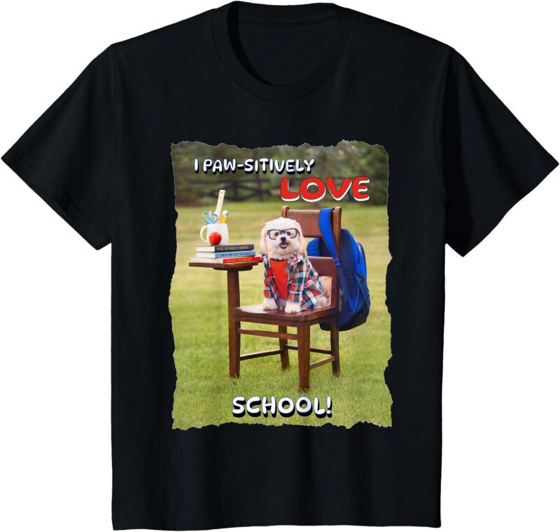 Kids I Love School Cute Dog Shirt for Students T-Shirt