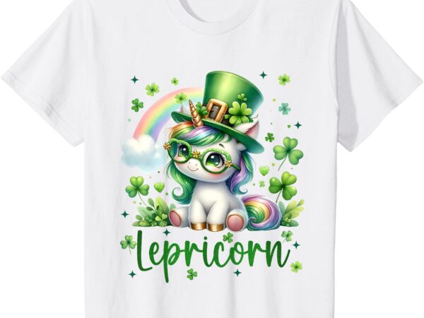 Kids unicorn shamrock leprechaun lepricorn st patricks day girls t-shirt