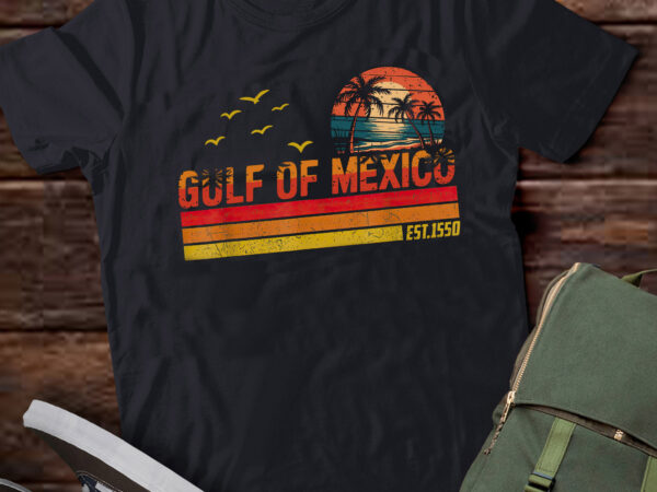 Lb41-gulf of mexico est 1550 retro vintage beach t shirt vector graphic