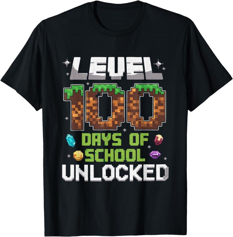 Level 100 Days Of School Unlocked Gamer Boy Kids 100th Day T-Shirt