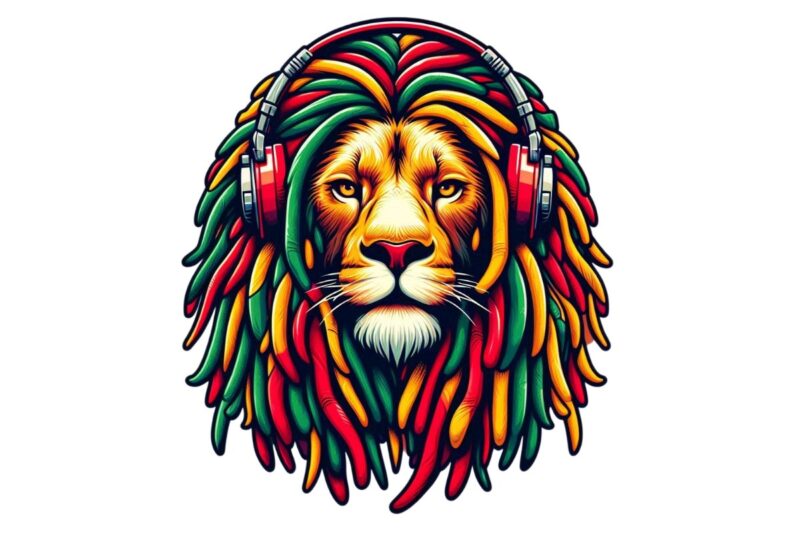 Hippi Lion Retro Watercolour Illustration T-shirt design