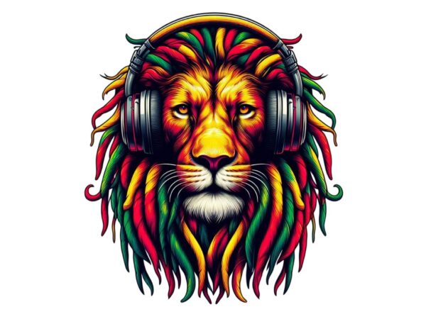 Hippi lion retro watercolour illustration t-shirt design – download instantly Hippi lion retro watercolour illustration t-shirt design – download instantly