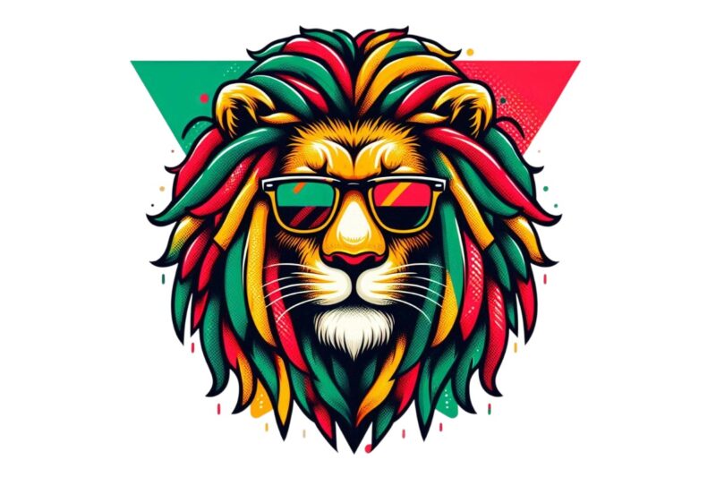 Watercolour Lion Retro Illustration T-shirt design