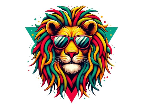 Colourful vintage lion punk t-shirt design download instantly Colourful vintage lion punk t-shirt design download instantly