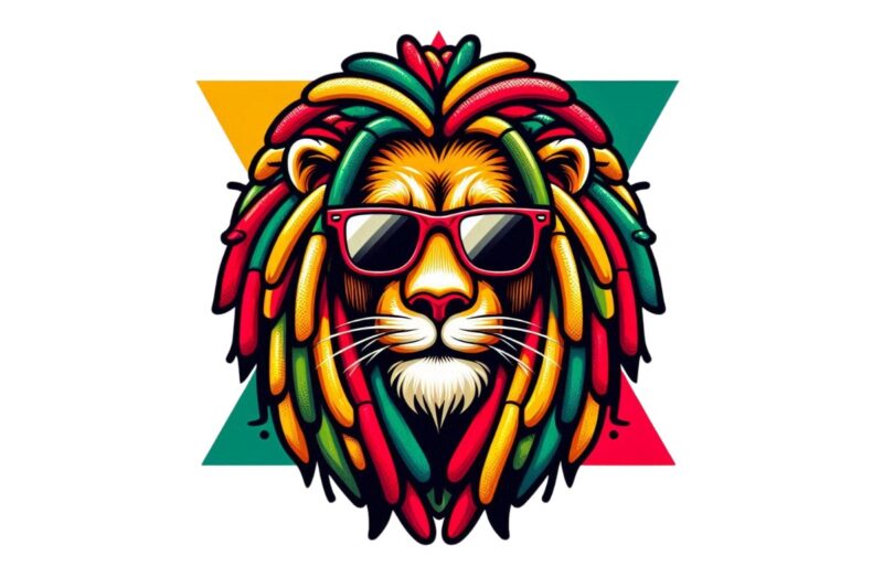 Colourful Vintage Lion Punk t-shirt design download instantly