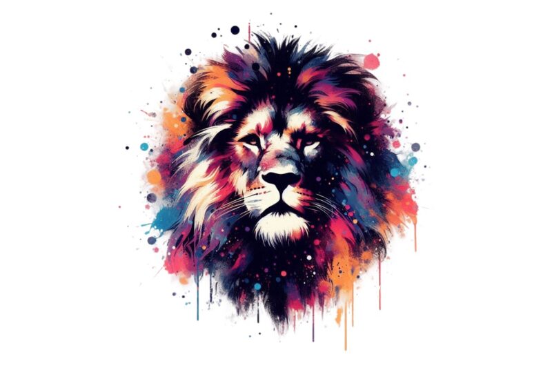 Colourful Vintage Lion Punk t-shirt design download instantly Retro Vintage T-shirt