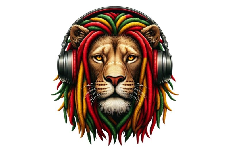 Colourful Vintage Lion Punk t-shirt design download instantly