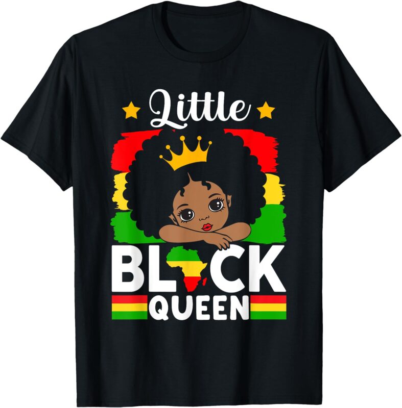 Little Black Queen Melanin Girls Kids Black History Month T-Shirt