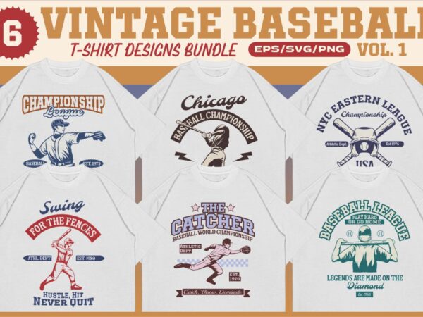 Vintage baseball t-shirt designs bundle vol. 1
