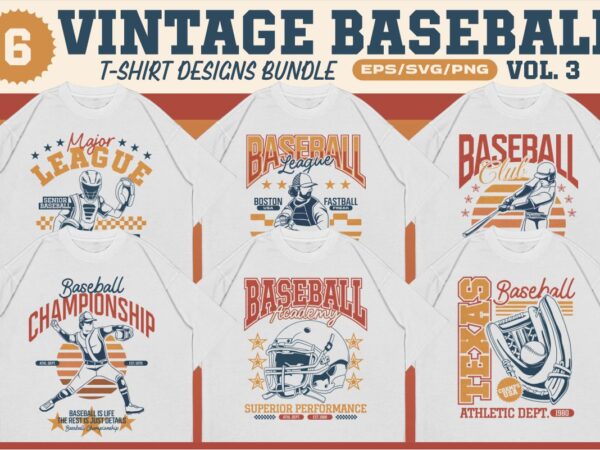 Vintage baseball t-shirt designs bundle vol. 3