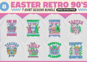 Easter Retro 90’s T-shirt Designs Bundle