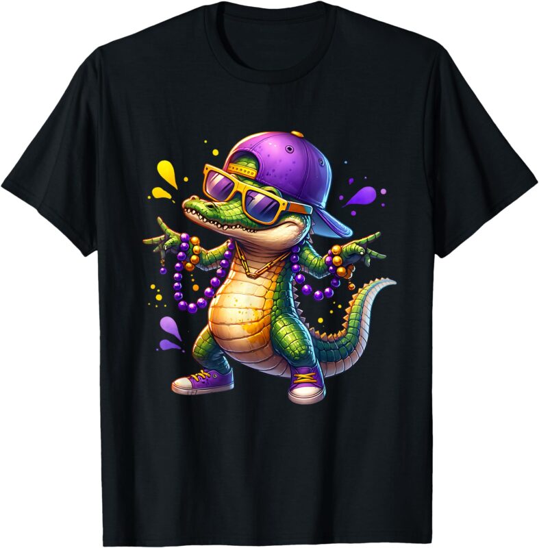 Mardi Gras Boys Men Alligator Mardi Gras T-Shirt