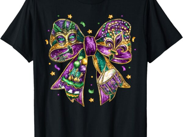 Mardi gras coquette bow fat tuesday new orleans kids women t-shirt