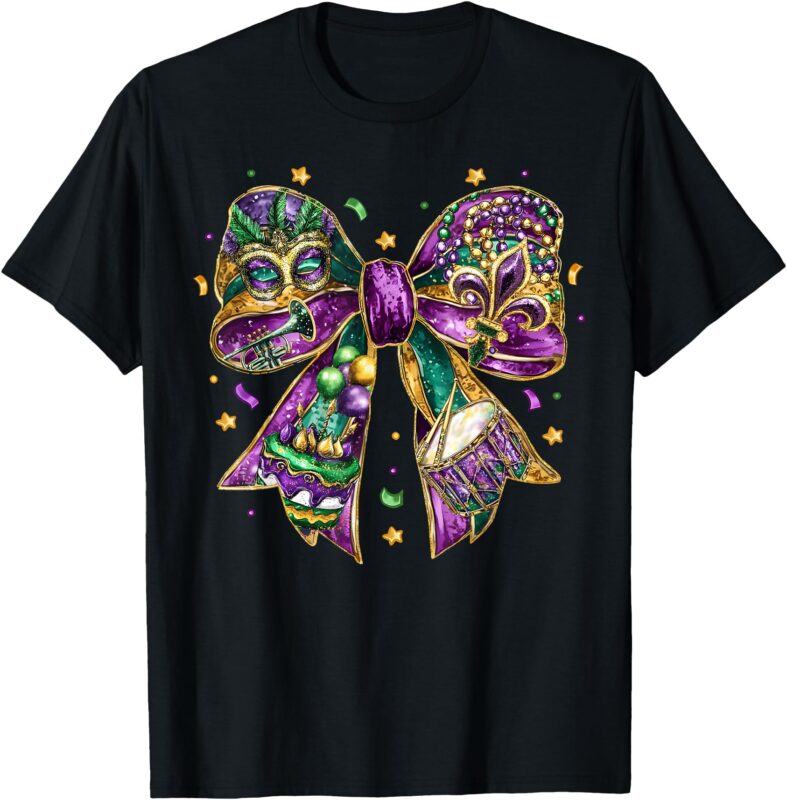 Mardi Gras Coquette Bow Fat Tuesday New Orleans Kids Women T-Shirt