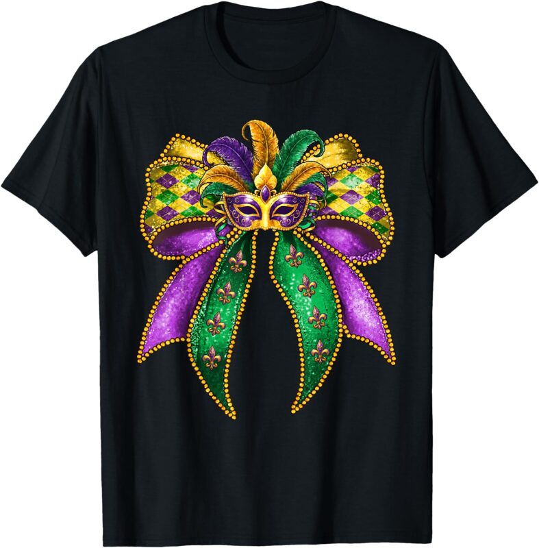 Mardi Gras Coquette Bow Fat Tuesday New Orleans Women Girls T-Shirt