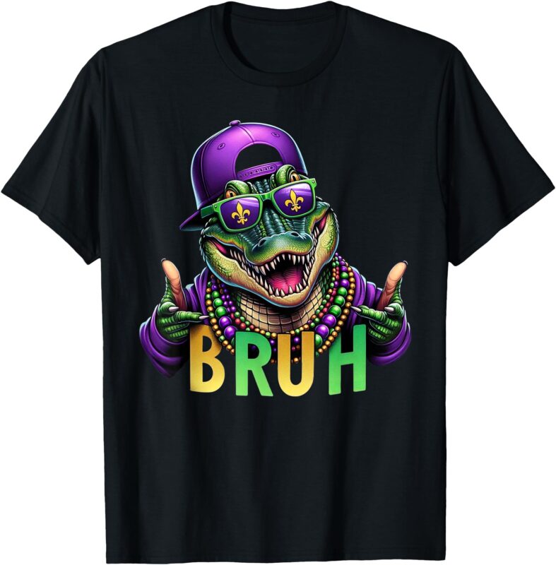Mardigator Alligator Bruh Mardi Gras Costume Teens Boys Kids T-Shirt