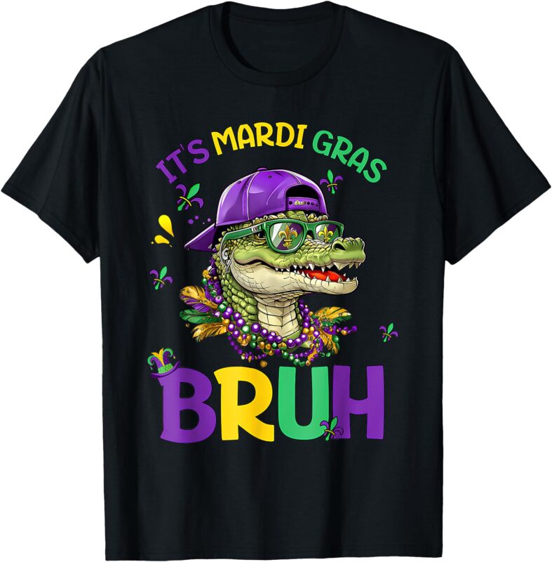 Mardigator Alligator Bruh Mardi Gras Costume Teens Boys T-Shirt
