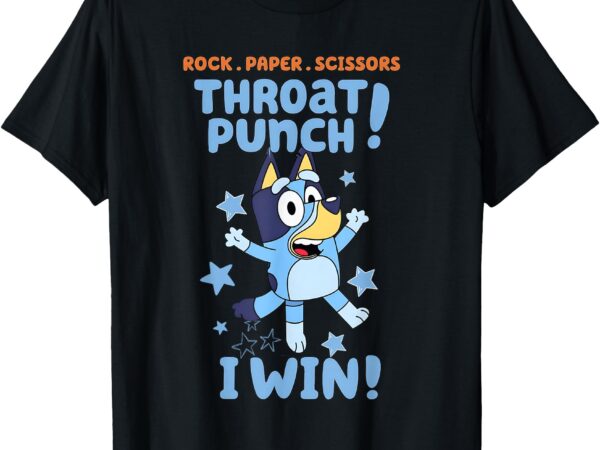 Muffin rock paper scissors throat punch blue tan heeler t-shirt