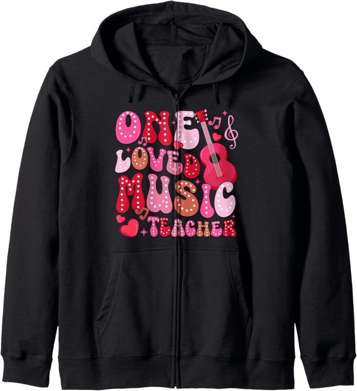 One Loved Music Teacher Music Class Valentine’s Day Zip Hoodie