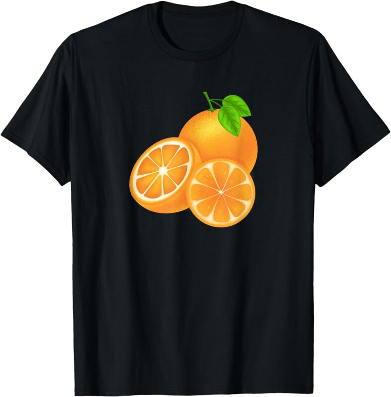 Orange Citrus Fruit with Leaves Orange Orange T-Shirt