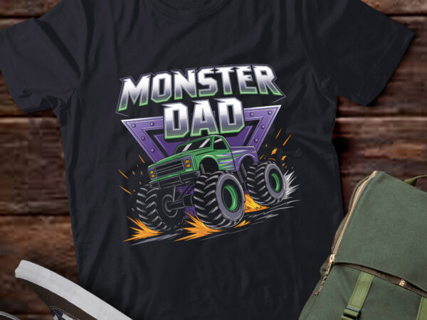 Pa30 monster truck dad birthday party retro monster trucks t shirt illustration