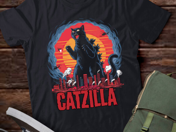 Pa38 cat catzilla cat mom cat dad t shirt illustration