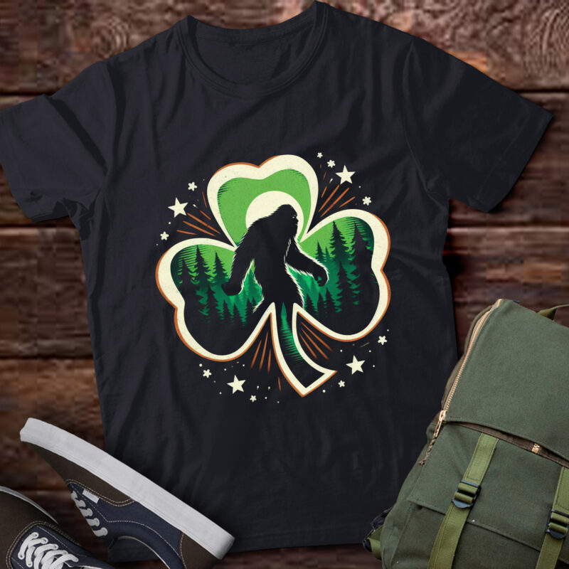 PA52-St Patricks Day Bigfoot Sasquatch Shamrock Irish Men Women
