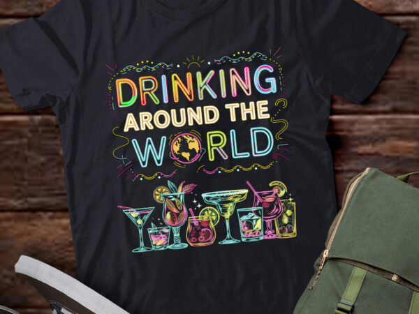 Pa61-drinking around the world alcohol drinker wine beer lover t shirt illustration