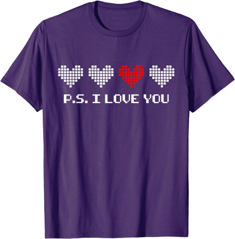 PS I Love You Day Valentine’s Day Purple Heart Boys Kids T-Shirt