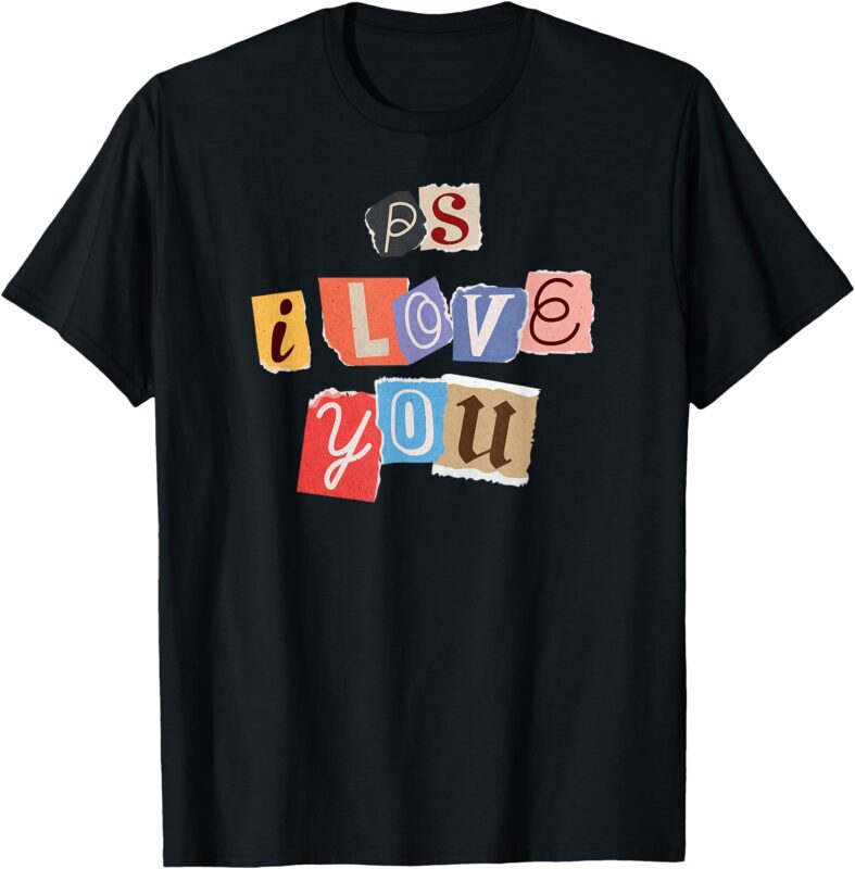 PS_ I Love You Paper Cutout Valentine’s Day Purple Vintage T-Shirt