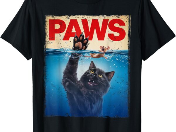 Paws parody black cat chasing a cute scared mouse top kitten t-shirt