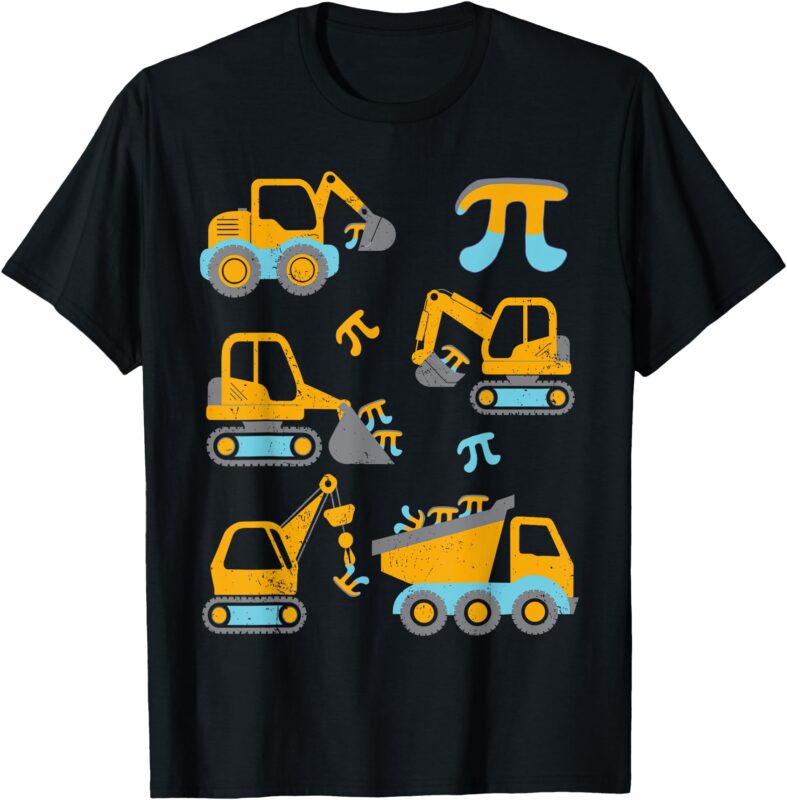 Pi Funny Pi Day 3.14 Construction Trucks Toddler Boys Kids T-Shirt
