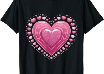 Pink Hearts Kids School Valentines Day Girls Boys T-Shirt